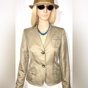 Kate Hill fitted Silk Blazer tan Size 4 Petite